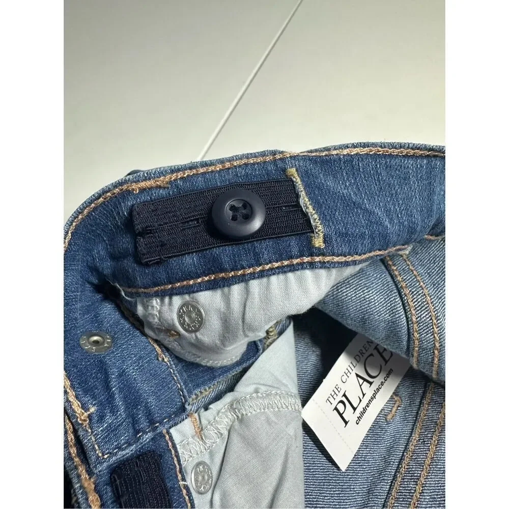NWT THE CHILDREN'S PLACE Indigo Stone Blue Bootcut Jeans Sz 6 Adjustable Waist